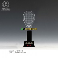 运城羽毛球奖杯 创意羽毛球拍造型水晶奖杯全民 运动会比赛奖杯